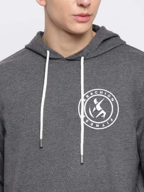 Charcoal Grey Hoodie For Men | Arachion Logo Print