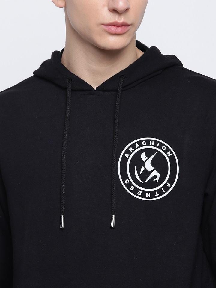 Vanta Black Hoodie For Men | Arachion Logo Print