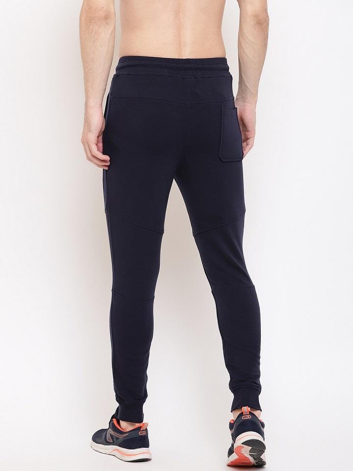 Royal Blue Joggers For Men | Solid Logo Print
