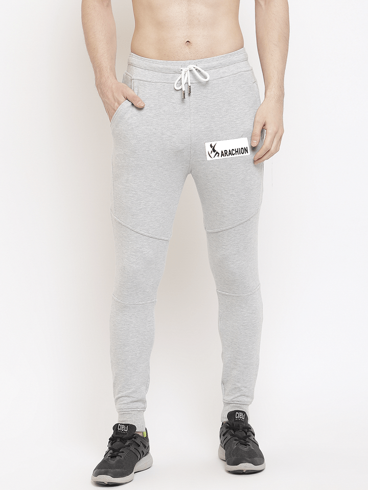 Grey Joggers For Men | Solid Name Print