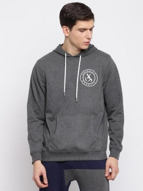 Charcoal Grey Hoodie For Men | Arachion Logo Print