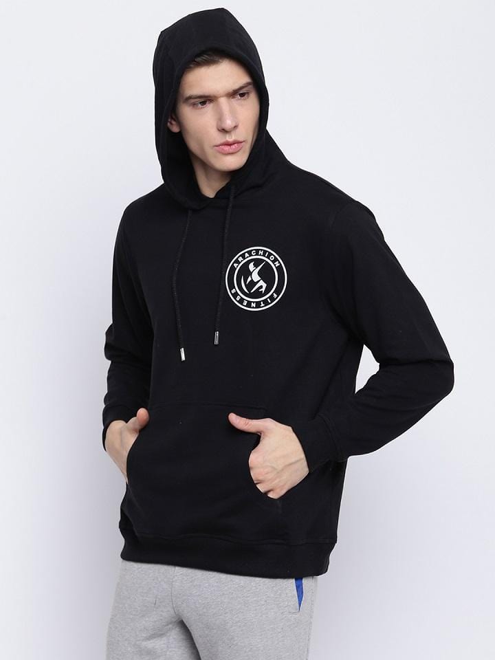 Vanta Black Hoodie For Men | Arachion Logo Print