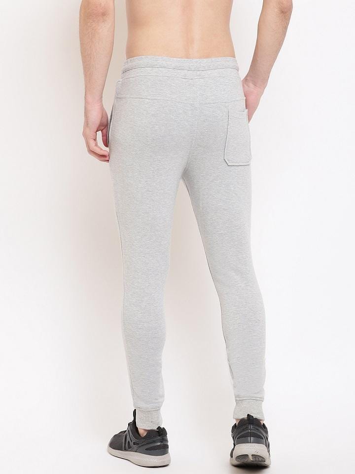 Grey Joggers For Men | Solid Logo Print