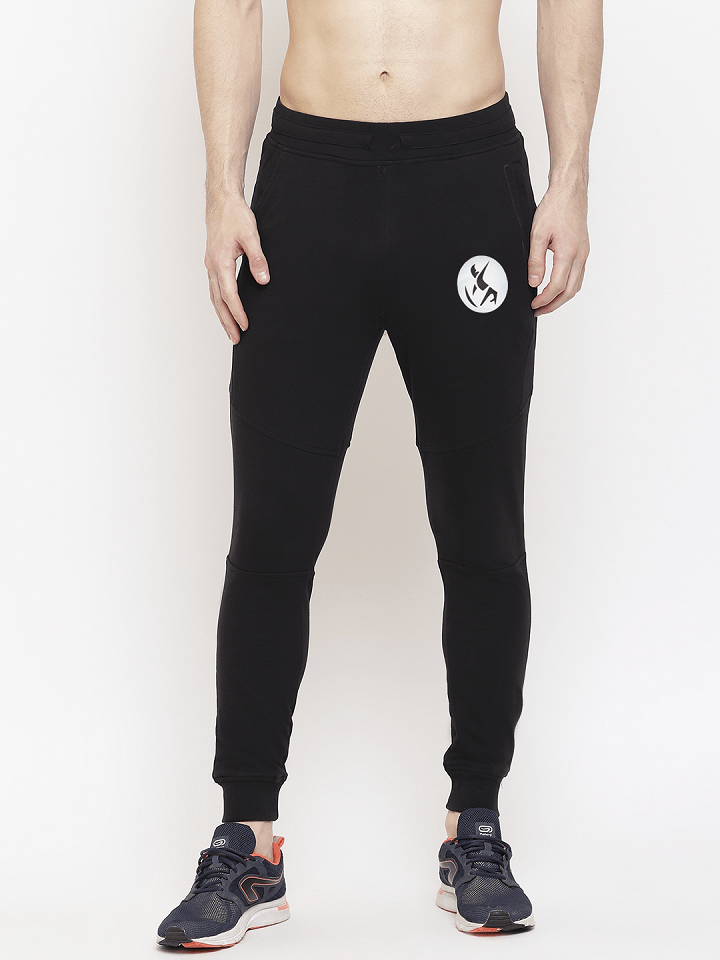 Vanta Black Joggers For Men | Solid Logo Print