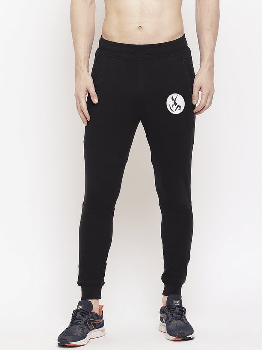 Vanta Black Joggers For Men | Solid Logo Print