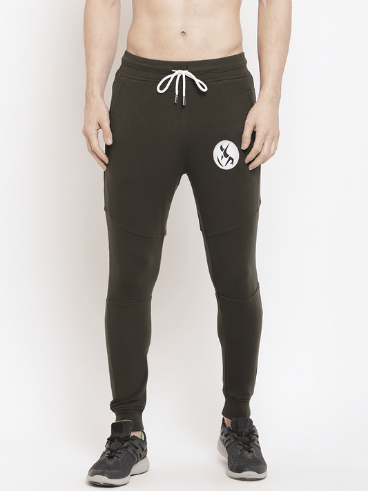 Seaweed Green Joggers For Men | Solid Logo Print